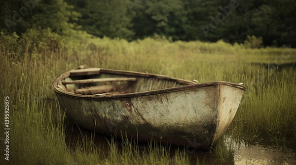 Obraz Old Boat by Water