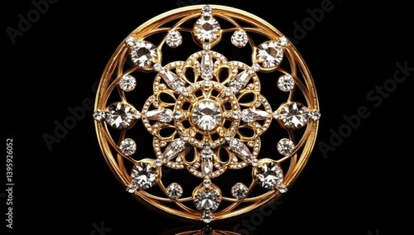 Fototapeta Elegant Diamond and Gold Brooch: A Symbol of Luxury and Craftsmanship