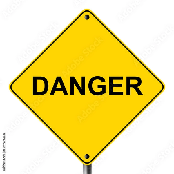 Obraz Yellow danger sign with clipping path