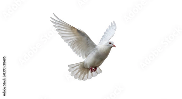 Fototapeta Isolated White Dove Flying
