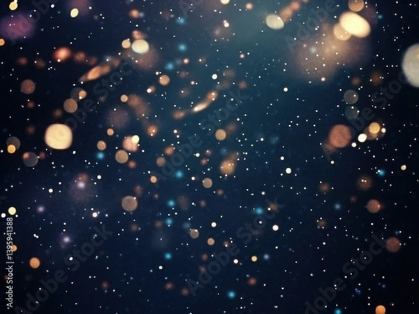 Fototapeta Abstract blurred lights and bokeh on a dark background, christmas or new year's celebration