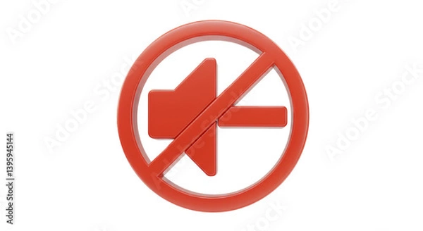 Fototapeta Isolated No Sound Symbol in Red