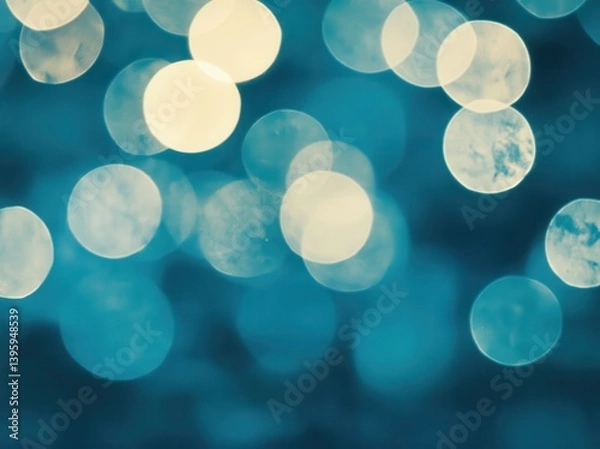 Fototapeta Blurred bokeh lights background with defocused circular light spots, abstract night illustration for a banner, poster or greeting card template