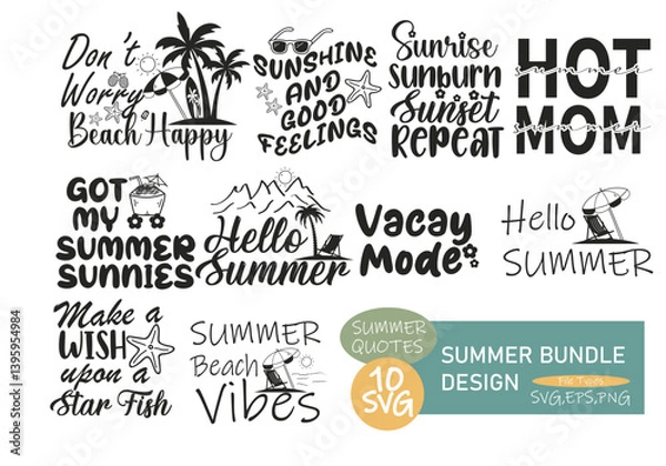 Obraz Summer quotes SVG Retro Vector Bundle