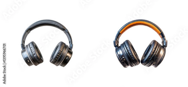 Obraz Different styles of wireless headphones on a transparent background