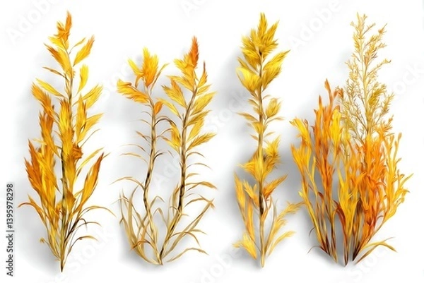 Fototapeta Wilted weed on plain white setting  
