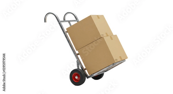 Fototapeta Isolated Hand Truck with Boxes