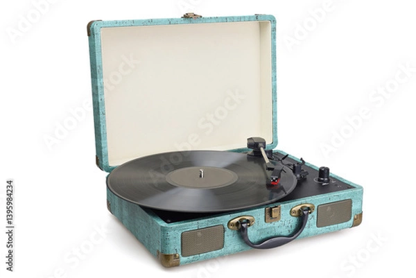 Obraz Portable compact vinyl record player