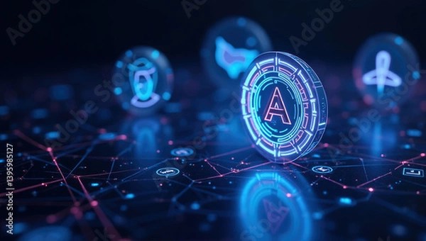 Obraz creative digital technologies, AI, blockchain