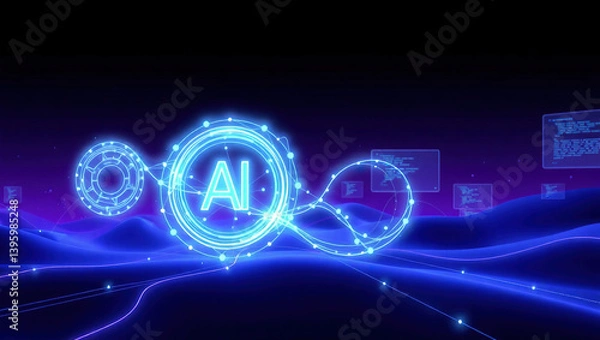 Fototapeta creative digital technologies, AI, blockchain