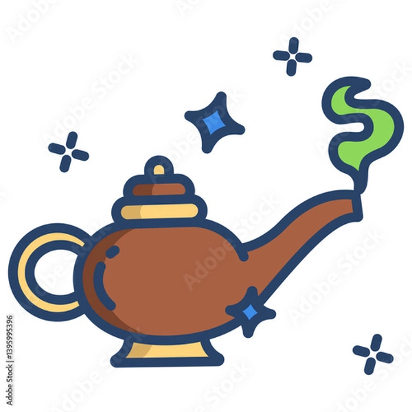 Obraz Linear color Magic lamp icon