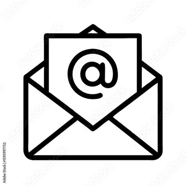 Obraz Email Envelope With At Symbol Icon Design