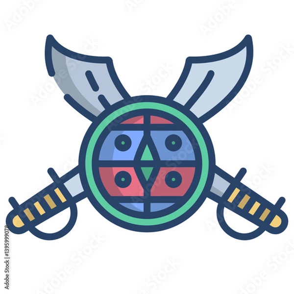 Obraz Linear color Sword & Shield icon