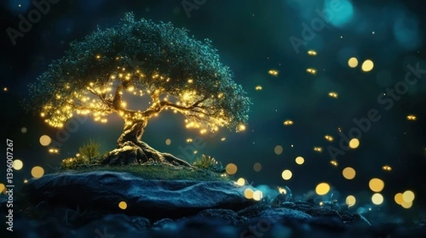 Fototapeta Magical treehouse fantasy image