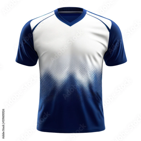 Fototapeta Isolated shirt with a white top and a dark blue bottom blending with a dot pattern