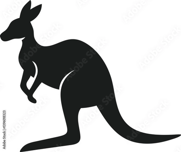 Fototapeta Silhouette of a Kangaroo Australian Marsupial Icon Vector Graphic