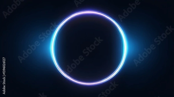 Fototapeta Bright blue neon laser circle isolated for vector enhancements  
