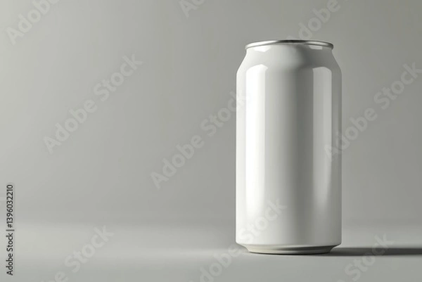 Fototapeta 3d render of a blank white can mockup set against a subtle grey background for design presentation