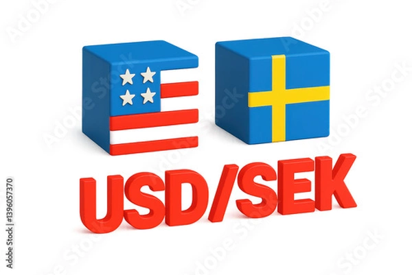 Fototapeta Forex currency exchange usd sek symbols illustration with transparent background, png format
