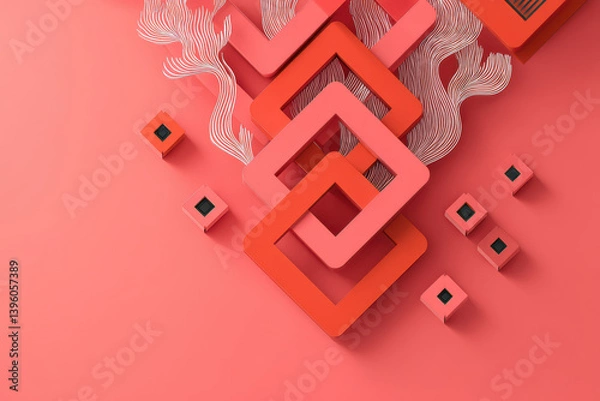 Fototapeta Modern geometric design with abstract shapes and 3d patterns for creative projects