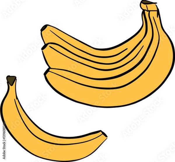 Fototapeta banana doodle vector set. Vector illustration