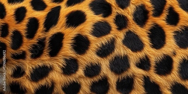 Fototapeta Leopard skin texture with copy space. Close-up leopard pattern. Big Cat fur. Leopard spots. Realistic leopard skin. Leopard design texture. Detailed leopard skin close-up. Wild Animal texture.