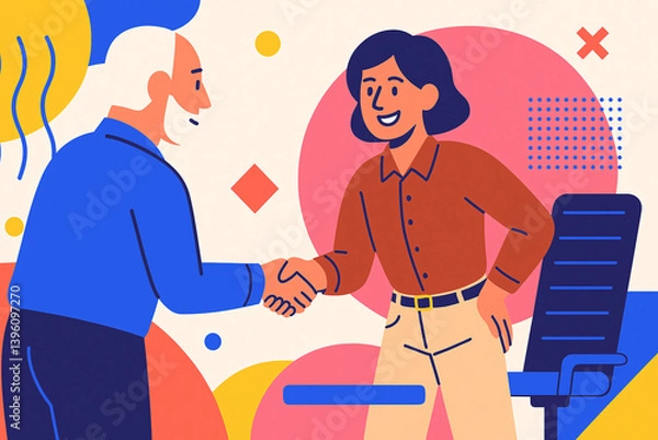 Obraz Sealing the Deal: Friendly Handshake Between Colleagues