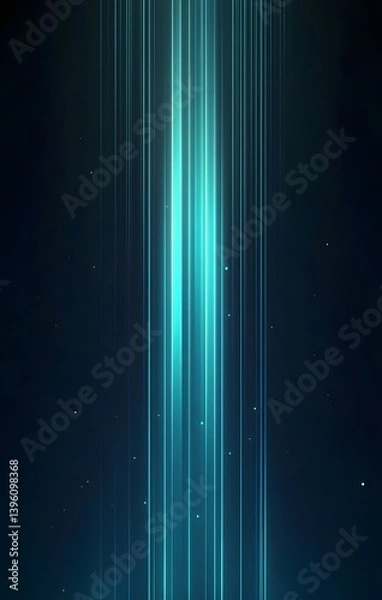 Fototapeta Luminous Ascent: A captivating display of vertical light streaks, with a captivating blend of teal and azure hues, emanating from a celestial background.