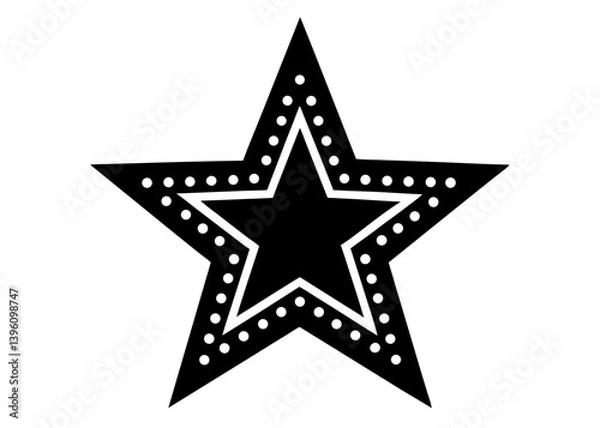 Fototapeta Star Silhouette: A striking black star outline with elegant details, capturing a sense of celestial charm and minimalist aesthetics.