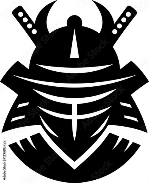 Fototapeta Minimalist Japanese Samurai Warrior Helmet Icon

