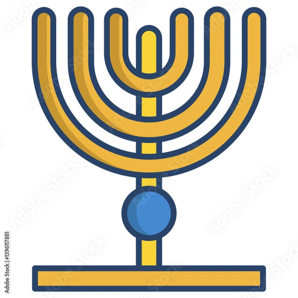 Obraz Linear color Menorah icon