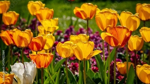 Obraz Tulips in a spring garden 