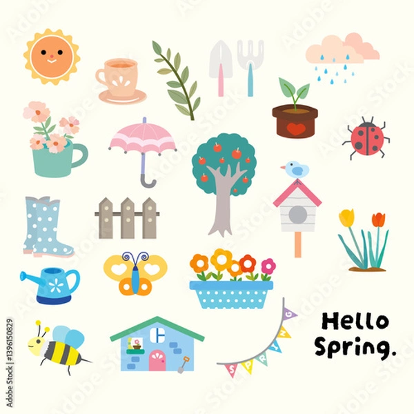 Obraz spring season elements clipart