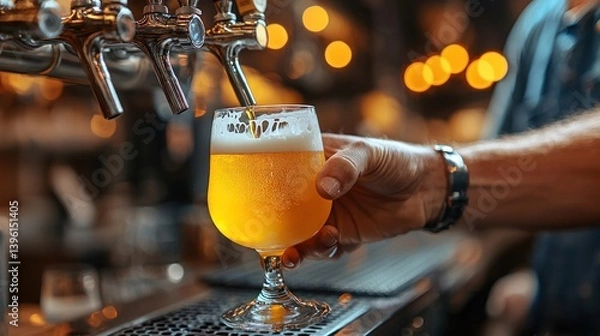 Obraz Pouring a refreshing beer