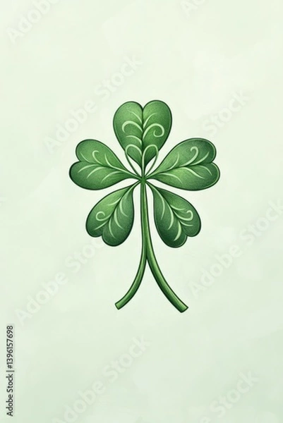 Obraz Elegant Irish shamrock illustration with intricate Celtic knotwork design on light green background