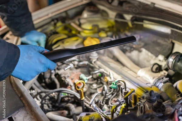 Obraz Mechanic Man Fixing Car in Workshop