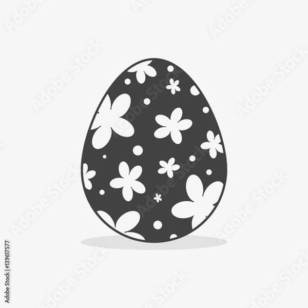 Obraz Easter egg In black white style on an isolated background