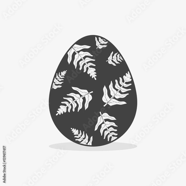 Obraz Easter egg In black white style on an isolated background