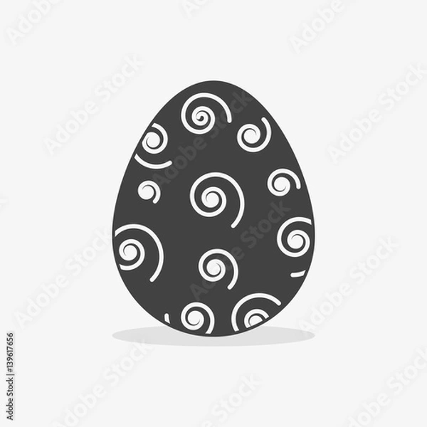 Obraz Easter egg In black white style on an isolated background
