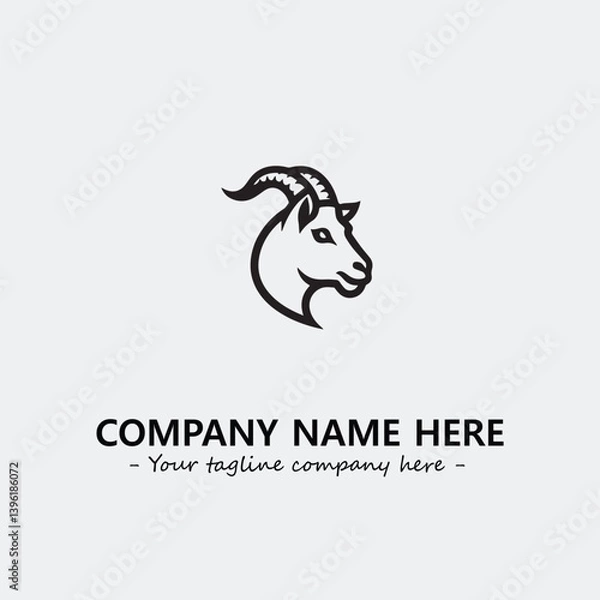 Fototapeta Head of goat illustration black and white for logo company vector image
