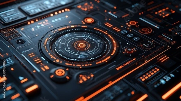 Fototapeta Futuristic Tech Interface Control Panel