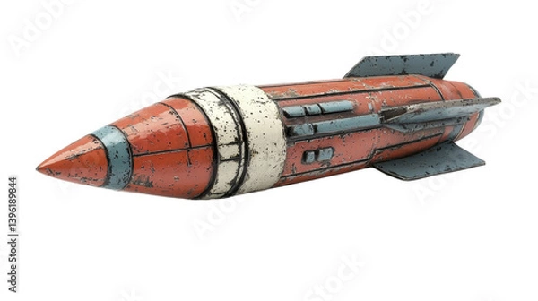 Obraz A streamlined rocket design captured in a dynamic pose against a clear blue sky symbolizing space exploration potential, isolated a transparent background.