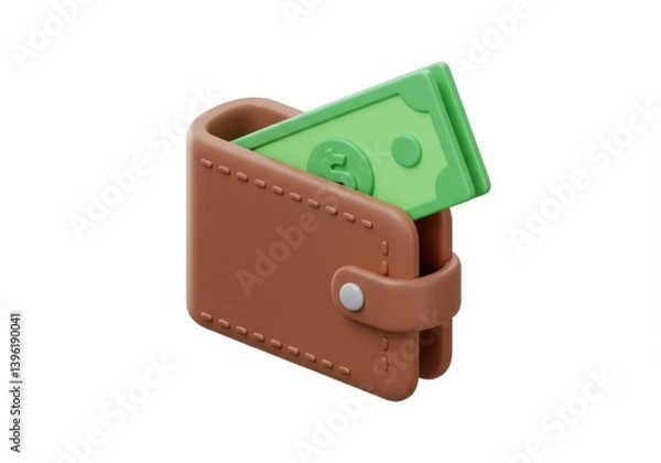 Obraz A wallet containing a green paper currency illustration