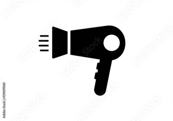 Obraz A simple graphic icon of a hair dryer isolated on white background