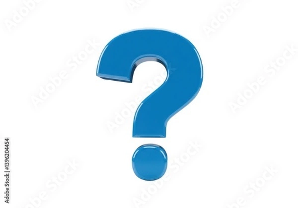 Fototapeta Isolated blue question mark symbol on a clean background 