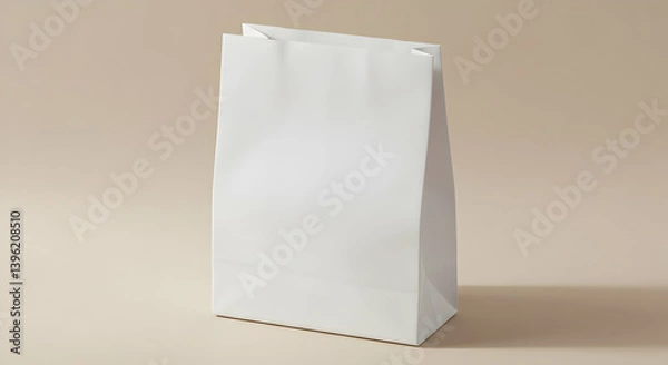 Obraz White Paper Bag Mockup On Light Beige Background