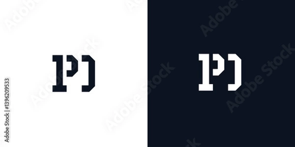 Fototapeta Creative abstract initial letter PD logo.