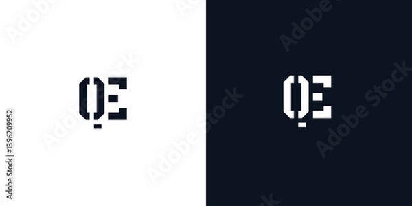 Fototapeta Creative abstract initial letter QE logo.
