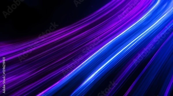 Obraz Energetic streaks of light in vibrant hues of violet and blue create a dynamic, futuristic effect against a dark background.