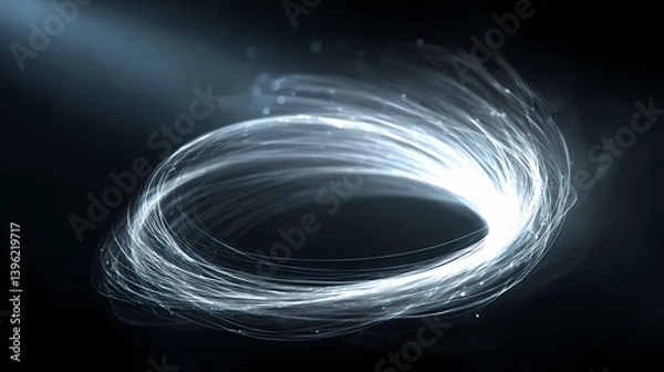 Obraz Luminous Strands: A mesmerizing display of intertwined light forming a circular vortex against a dark backdrop, full of energy and motion.